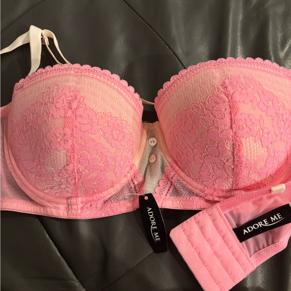 Adore Me Pink Lace Bra Push-Up NWT 36C